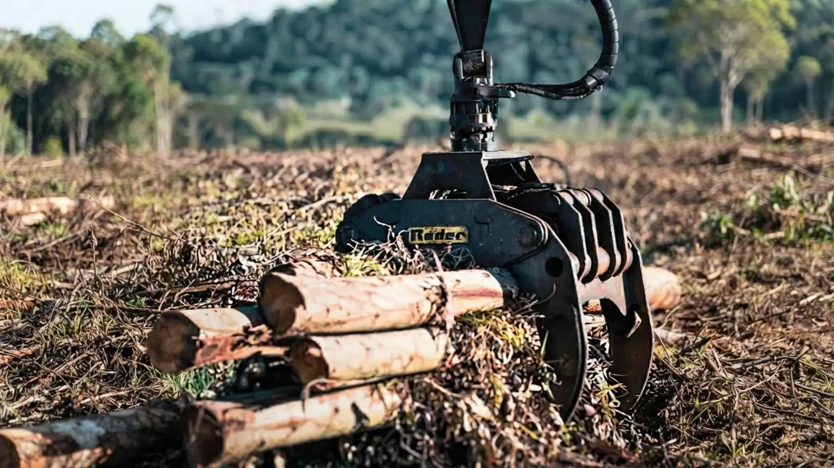 Garra florestal para escavadeira: por que os modelos da Roder são ideais para grandes operações? 2 Estrutura reforçada de garra florestal para escavadeira